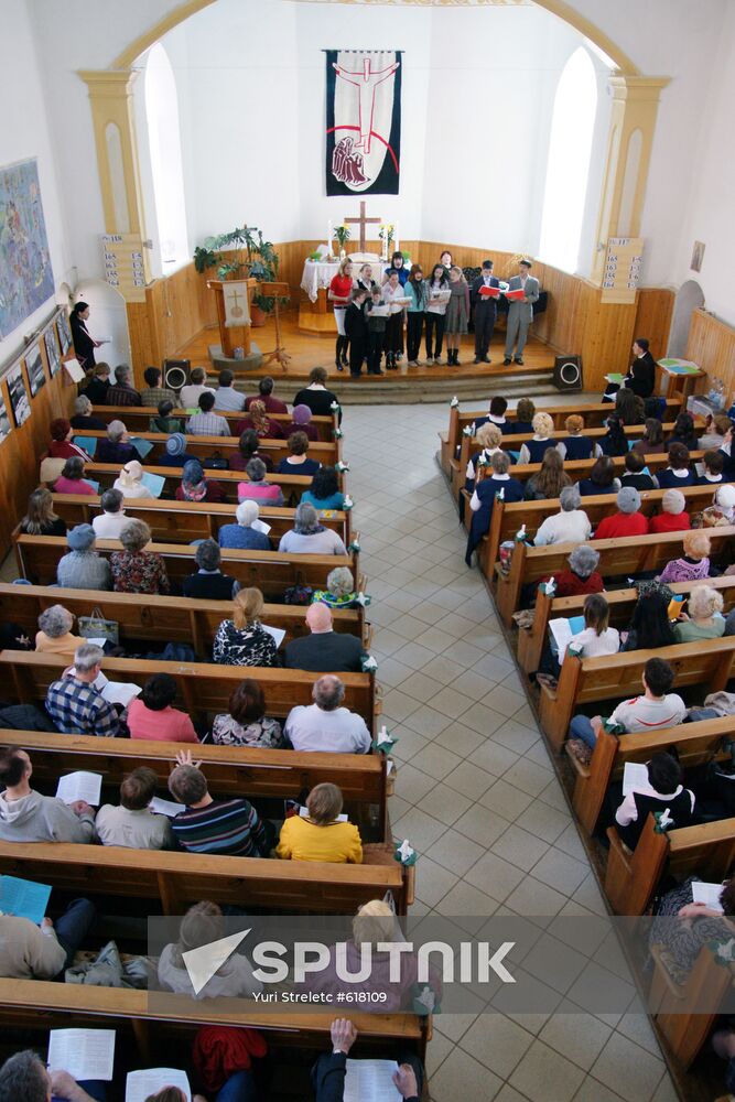 Easter service in St George Lutheran church in Samara