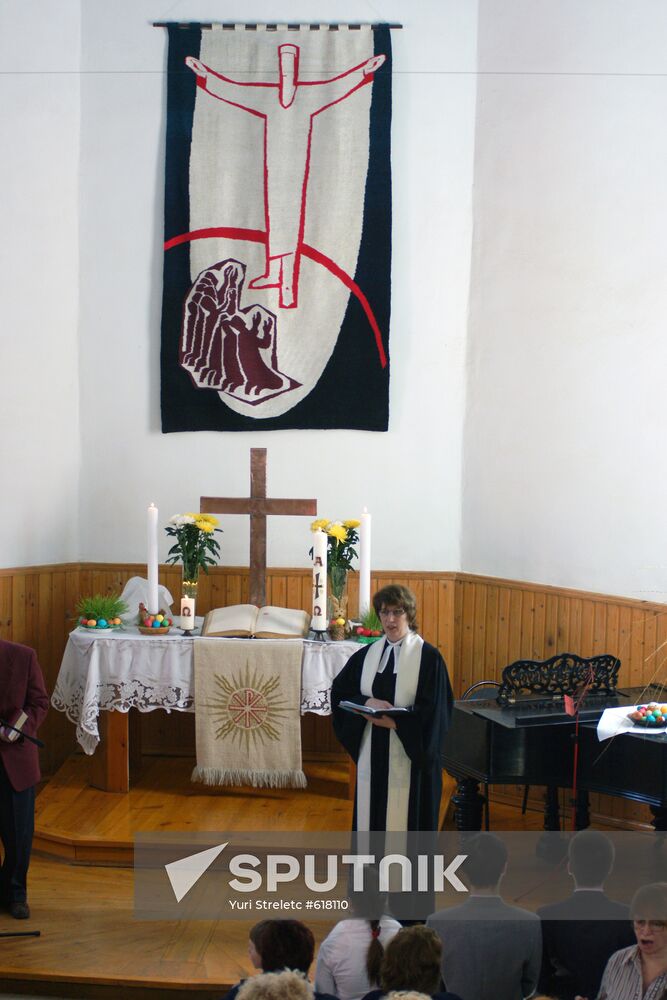 Easter service in St George Lutheran church in Samara