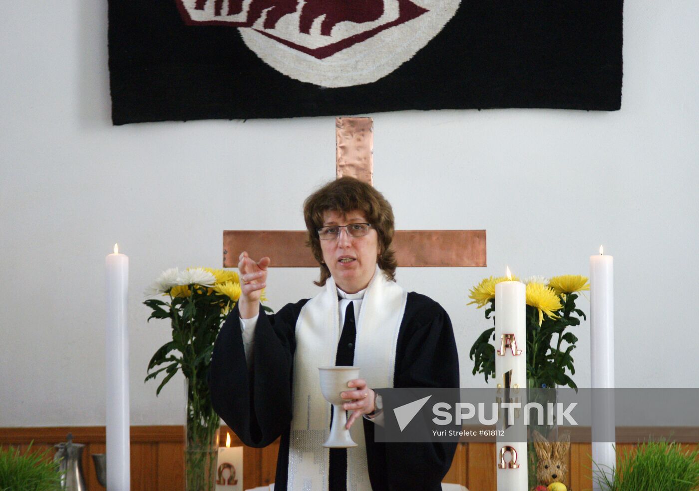 Easter service in St George Lutheran church in Samara