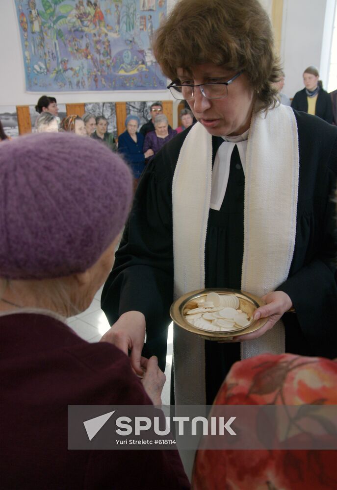 Easter service in St George Lutheran church in Samara