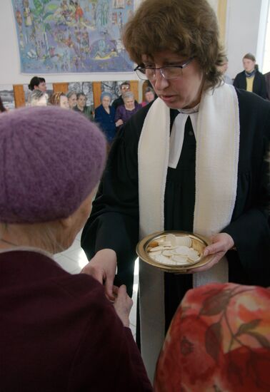 Easter service in St George Lutheran church in Samara