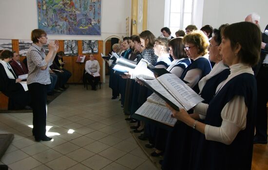 Easter service in St George Lutheran church in Samara