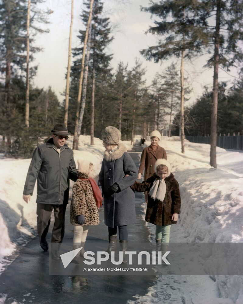 Pilot-cosmonaut Yuri Gagarin with his family