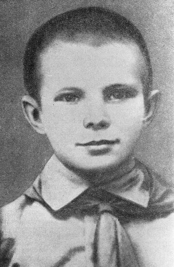 The USSR space pilot Yuri Gagarin in his school years.
