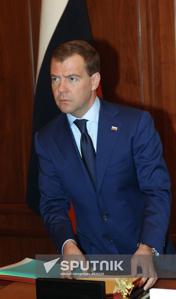 Dmitry Medvedev at his office