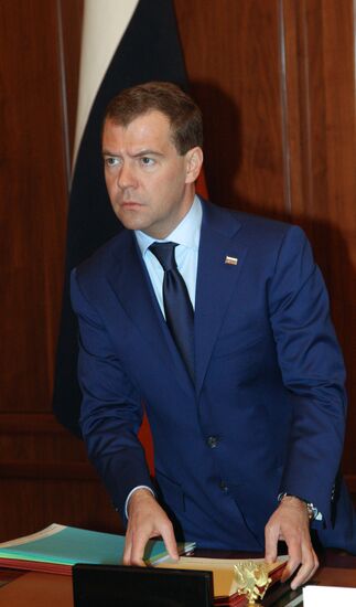 Dmitry Medvedev at his office