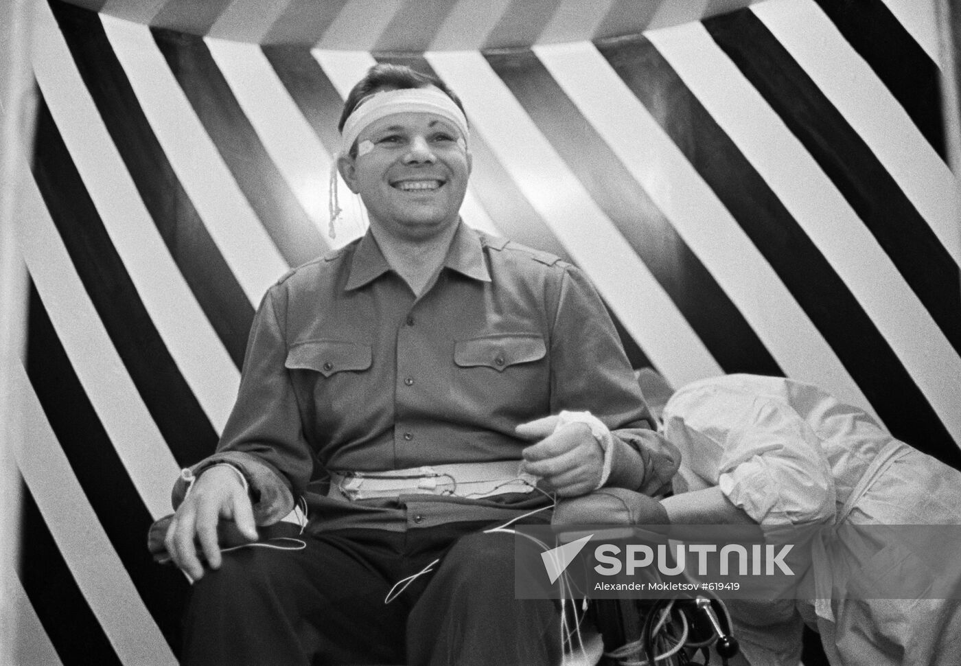Soviet cosmonaut Yuri Gagarin is at the time of training.