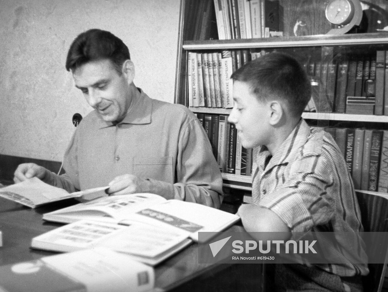 USSR Pilot-Cosmonaut Vladimir Mikhailovich Komarov with his son