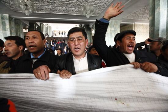 Protesters in Government Building, Bishkek