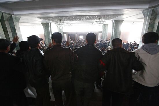 Protesters in Government Building, Bishkek