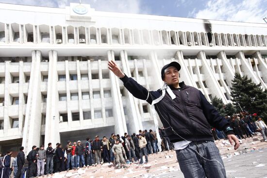 Protesters at Government Building, Bishkek
