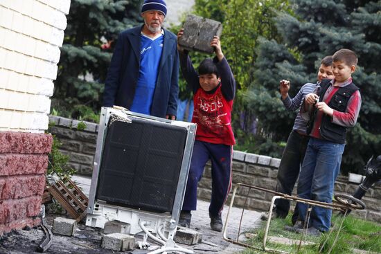 On premises of marauder-devastated house of Kurmanbek Bakiyev