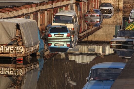 Flood hits garage cooperative "Almaz" in Moscow