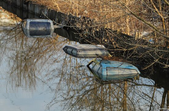 Flood hits garage cooperative "Almaz" in Moscow