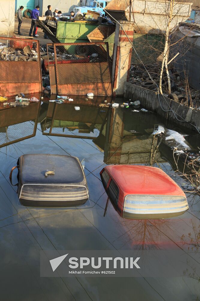 Flood hits garage cooperative "Almaz" in Moscow