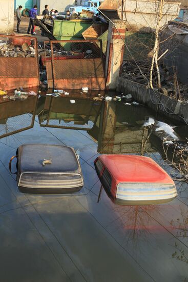 Flood hits garage cooperative "Almaz" in Moscow