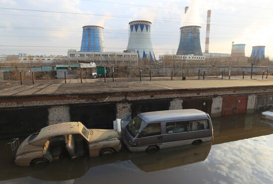 Flood hits garage cooperative "Almaz" in Moscow
