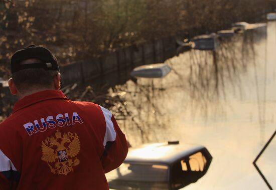 Flood hits garage cooperative "Almaz" in Moscow