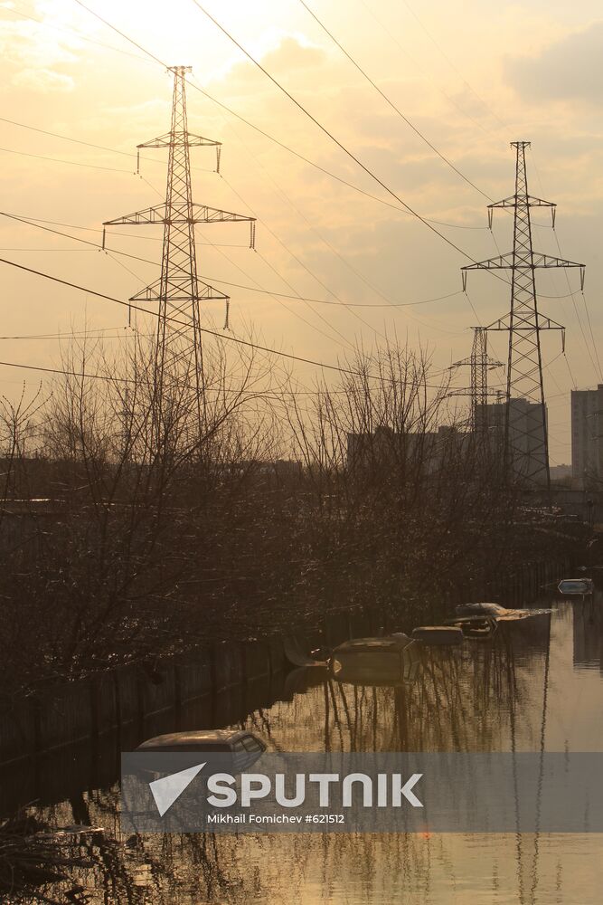 Flood hits garage cooperative "Almaz" in Moscow