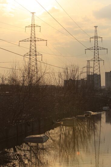 Flood hits garage cooperative "Almaz" in Moscow