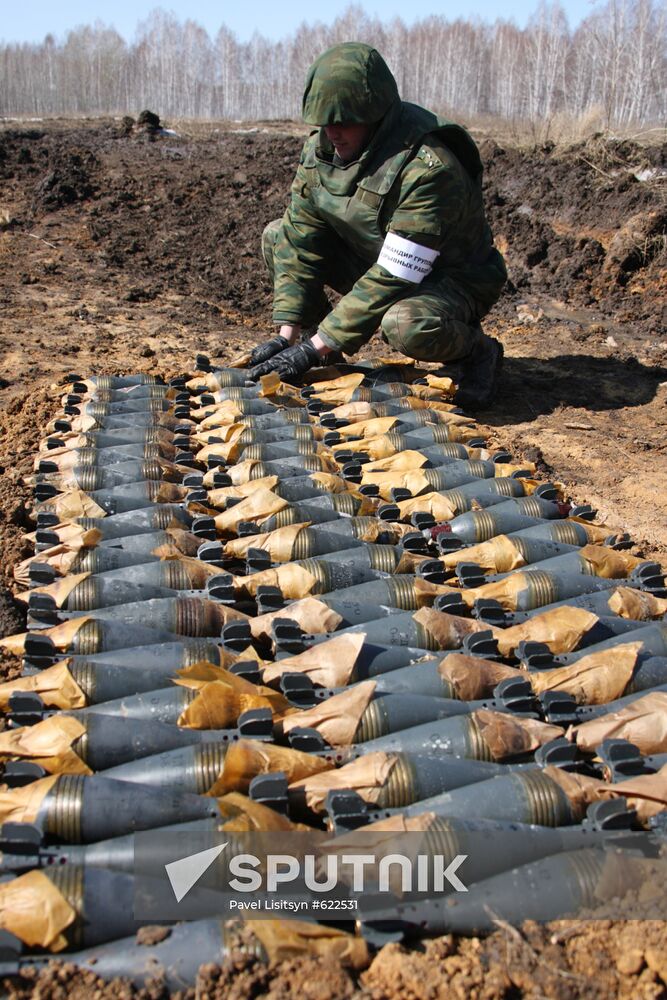 Overdue ammunition utilization in the Chebarcul ordnance yard.