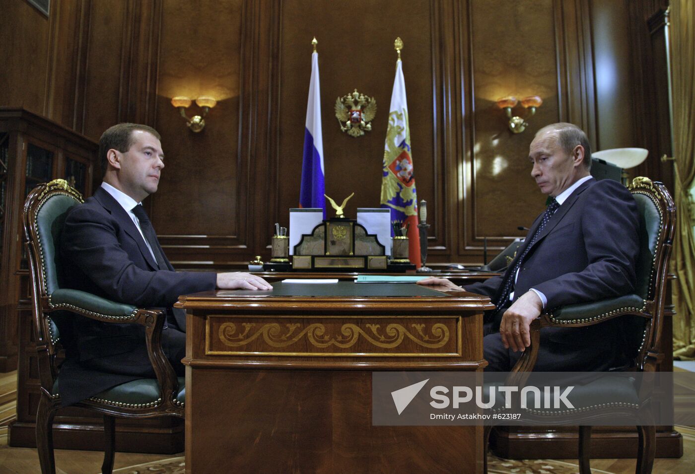 Dmitry Medvedev meets with Vladimir Putin