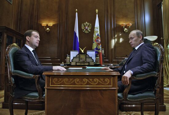 Dmitry Medvedev meets with Vladimir Putin