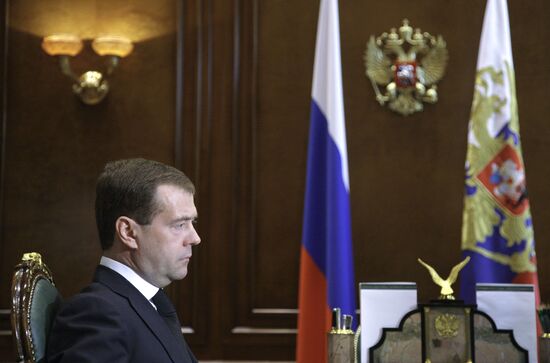 Dmitry Medvedev meets with Vladimir Putin