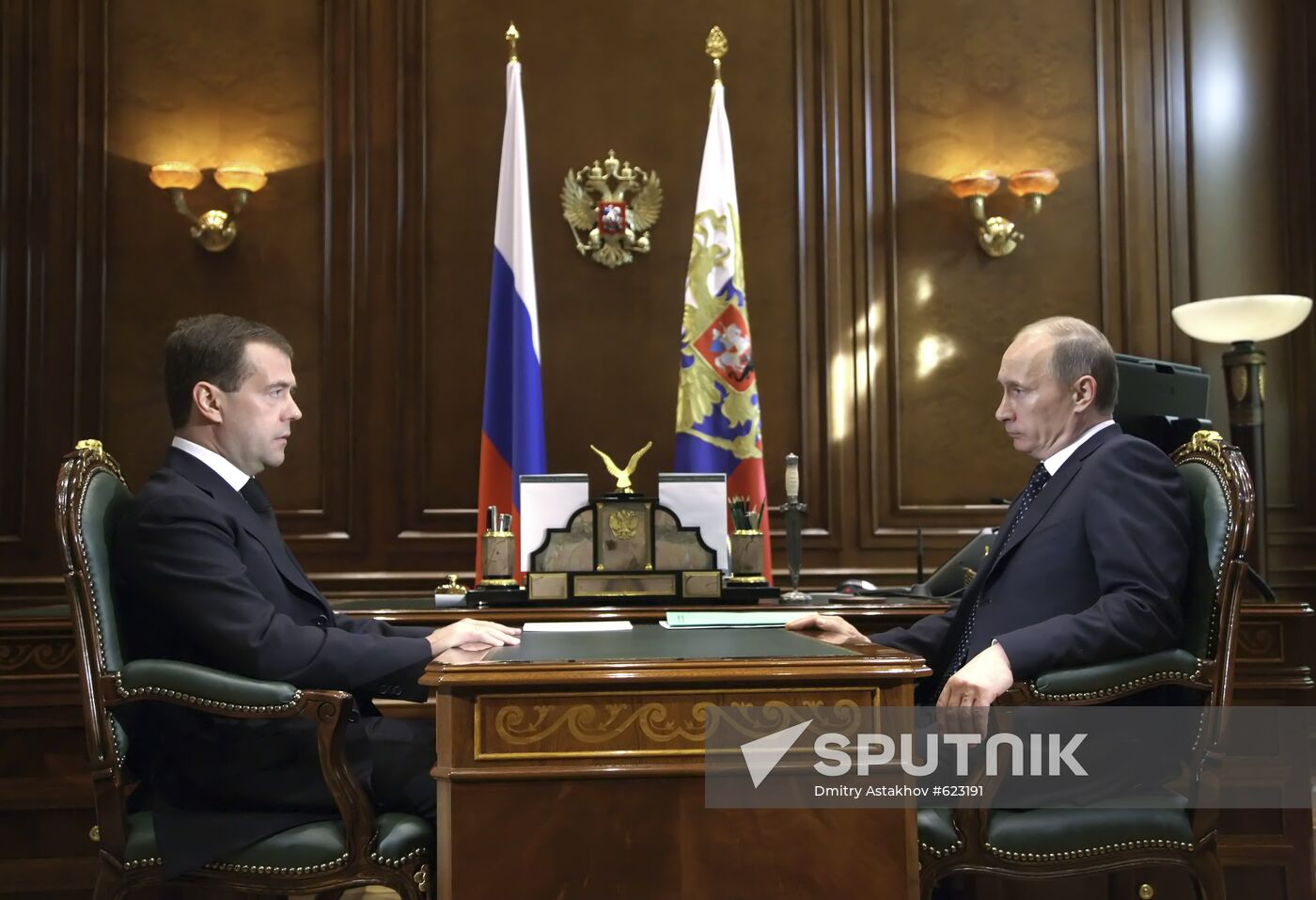 Dmitry Medvedev meets with Vladimir Putin