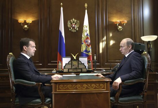 Dmitry Medvedev meets with Vladimir Putin