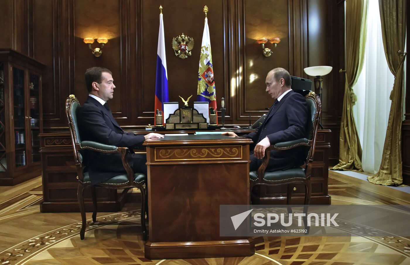 Dmitry Medvedev meets with Vladimir Putin