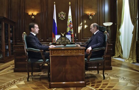 Dmitry Medvedev meets with Vladimir Putin