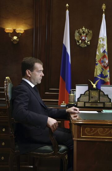 Dmitry Medvedev meets with Vladimir Putin