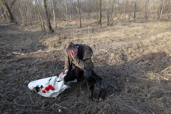 Plane crash site outside Smolensk. Day two