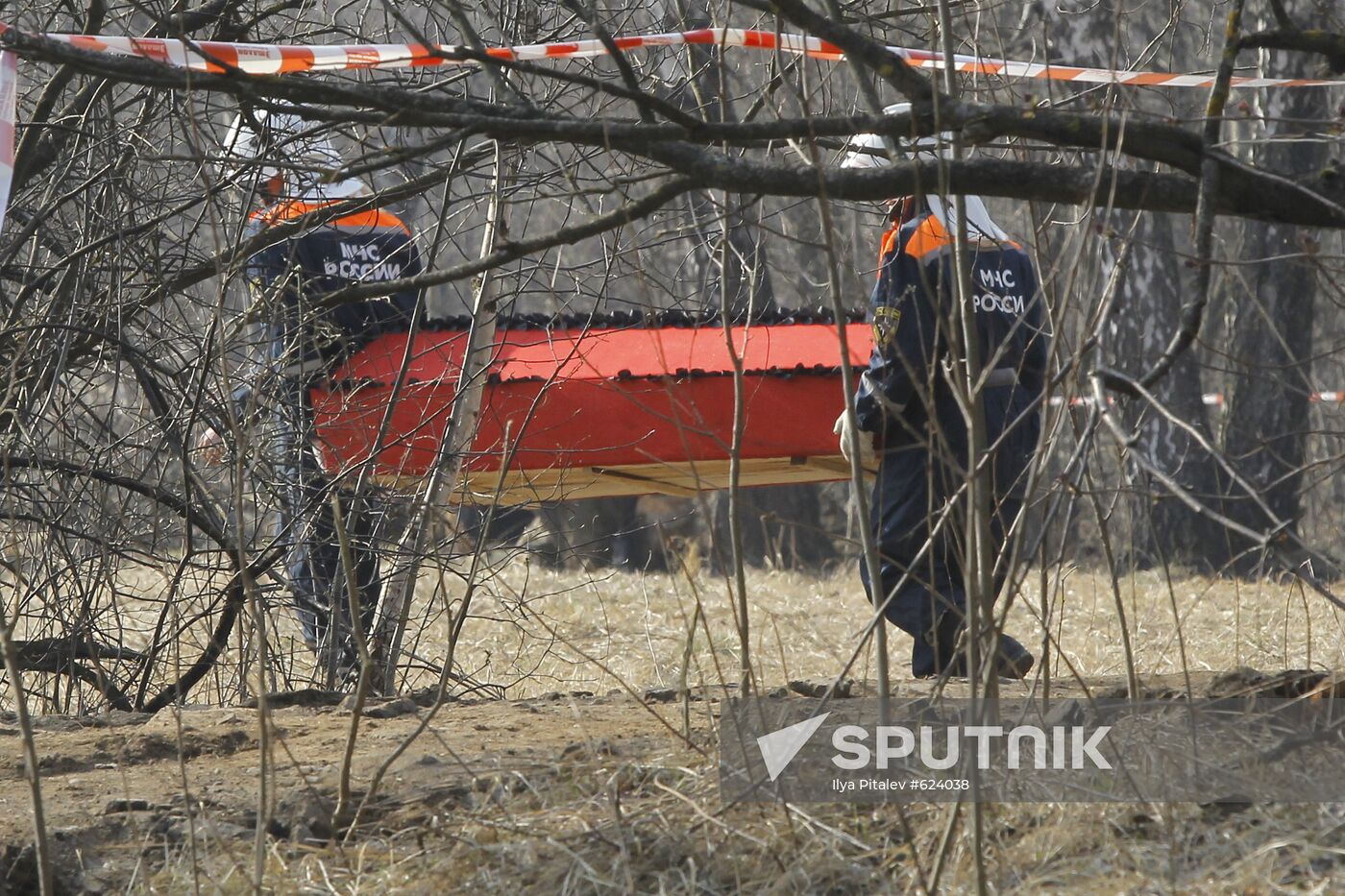 Plane crash site outside Smolensk. Day two