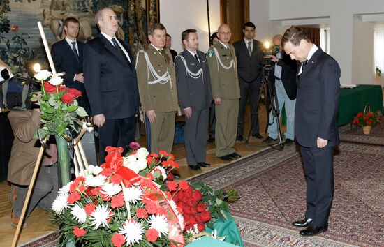 Dmitry Medvedev attends Polish Embassy