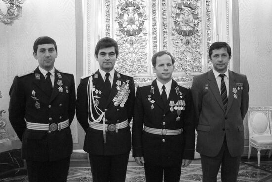 K. Stoyanov, A. Alexandrov, Anatoly Solovyov and V. Savinykh