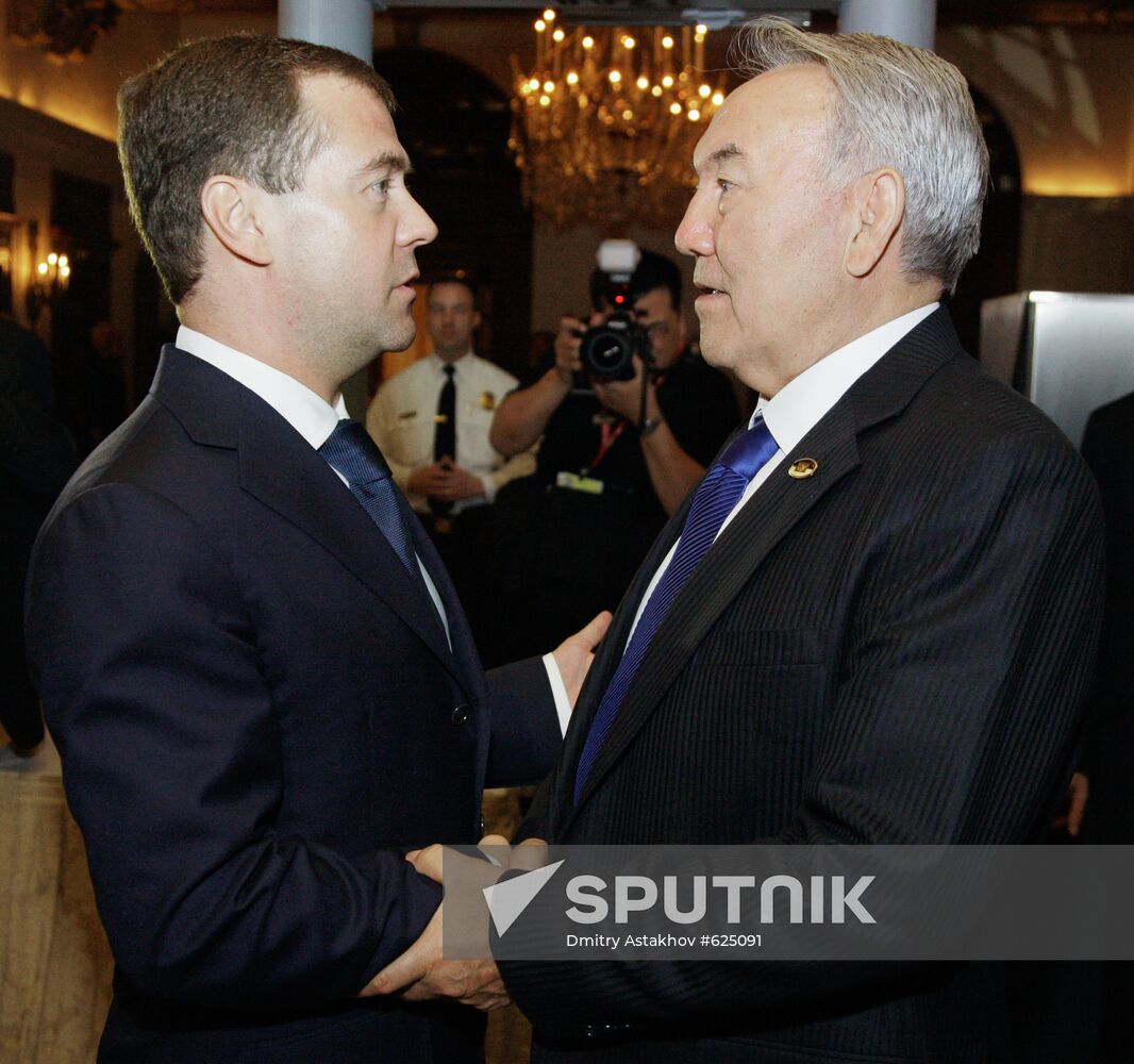 Dmitry Medvedev meets Nursultan Nazarbayev