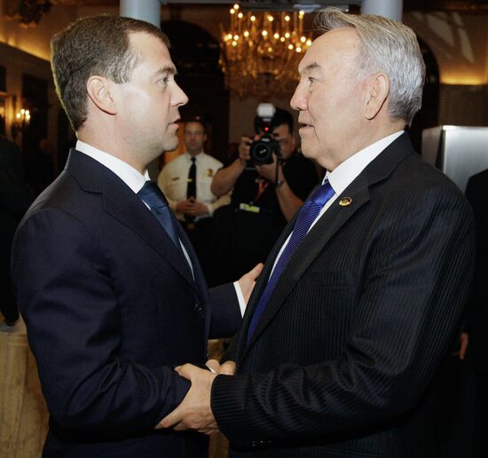 Dmitry Medvedev meets Nursultan Nazarbayev