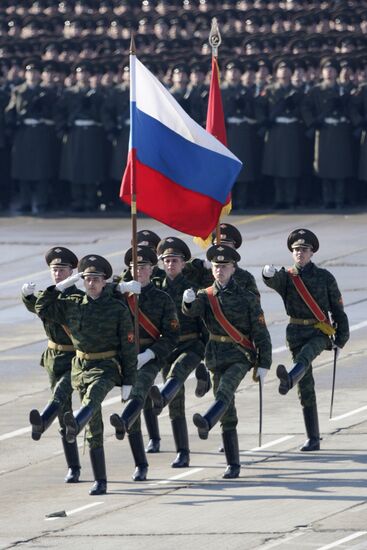 Carrying Victory Banner