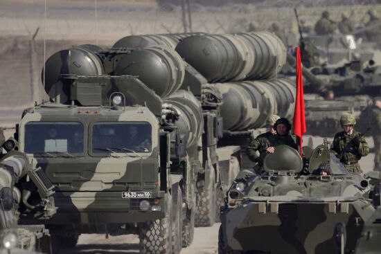 S-400 ani-aircraft missile system launchers