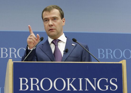 Dmitry Medvedev speaks at the Brookings Institution
