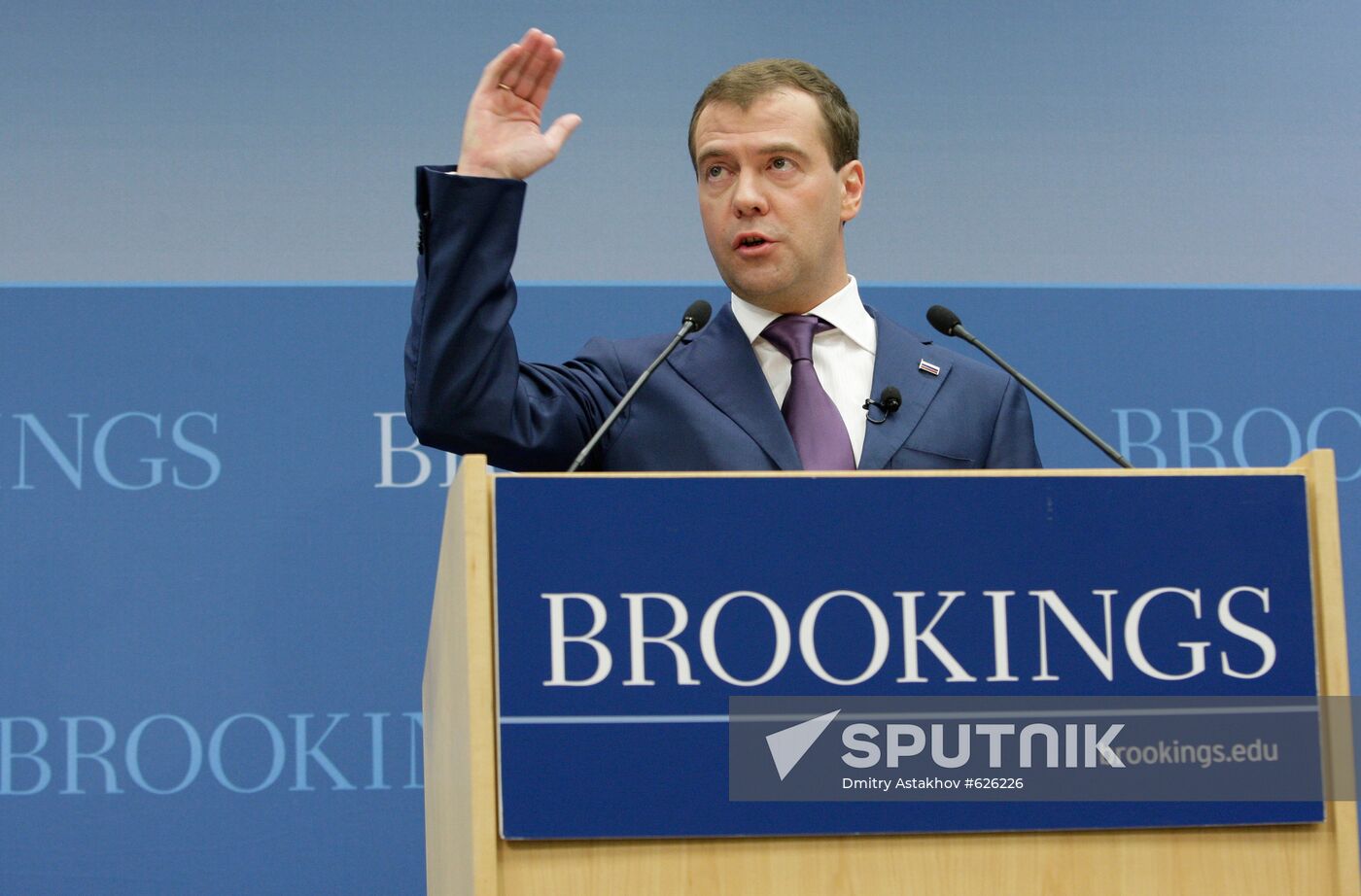Dmitry Medvedev speaks at the Brookings Institution