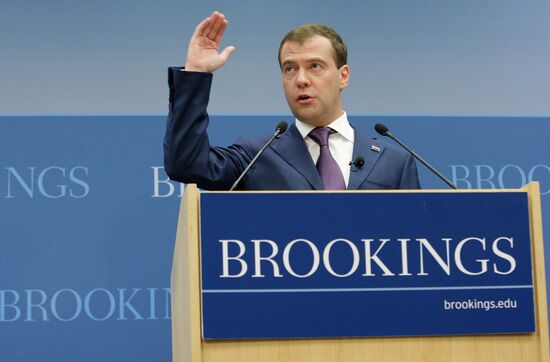 Dmitry Medvedev speaks at the Brookings Institution