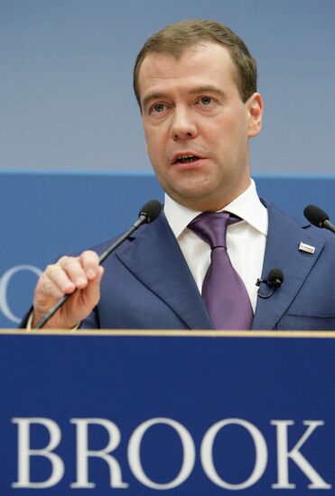 Dmitry Medvedev speaks at the Brookings Institution