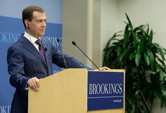 Dmitry Medvedev speaks at the Brookings Institution