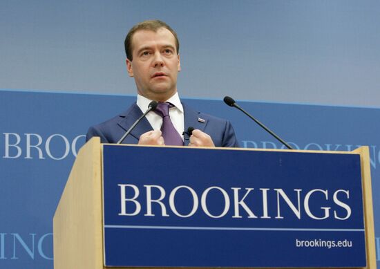 Dmitry Medvedev speaks at the Brookings Institution