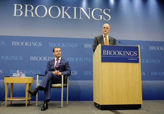 Dmitry Medvedev speaks at the Brookings Institution