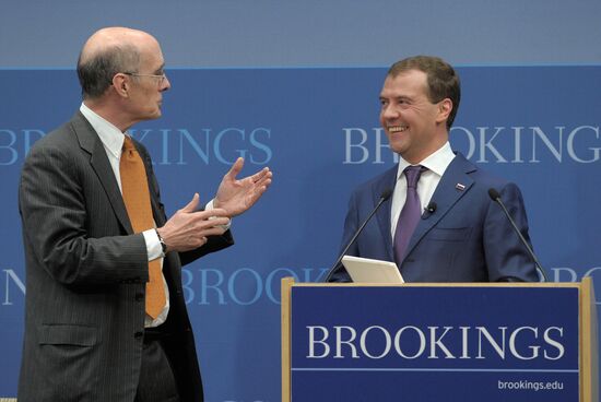 Dmitry Medvedev speaks at the Brookings Institution