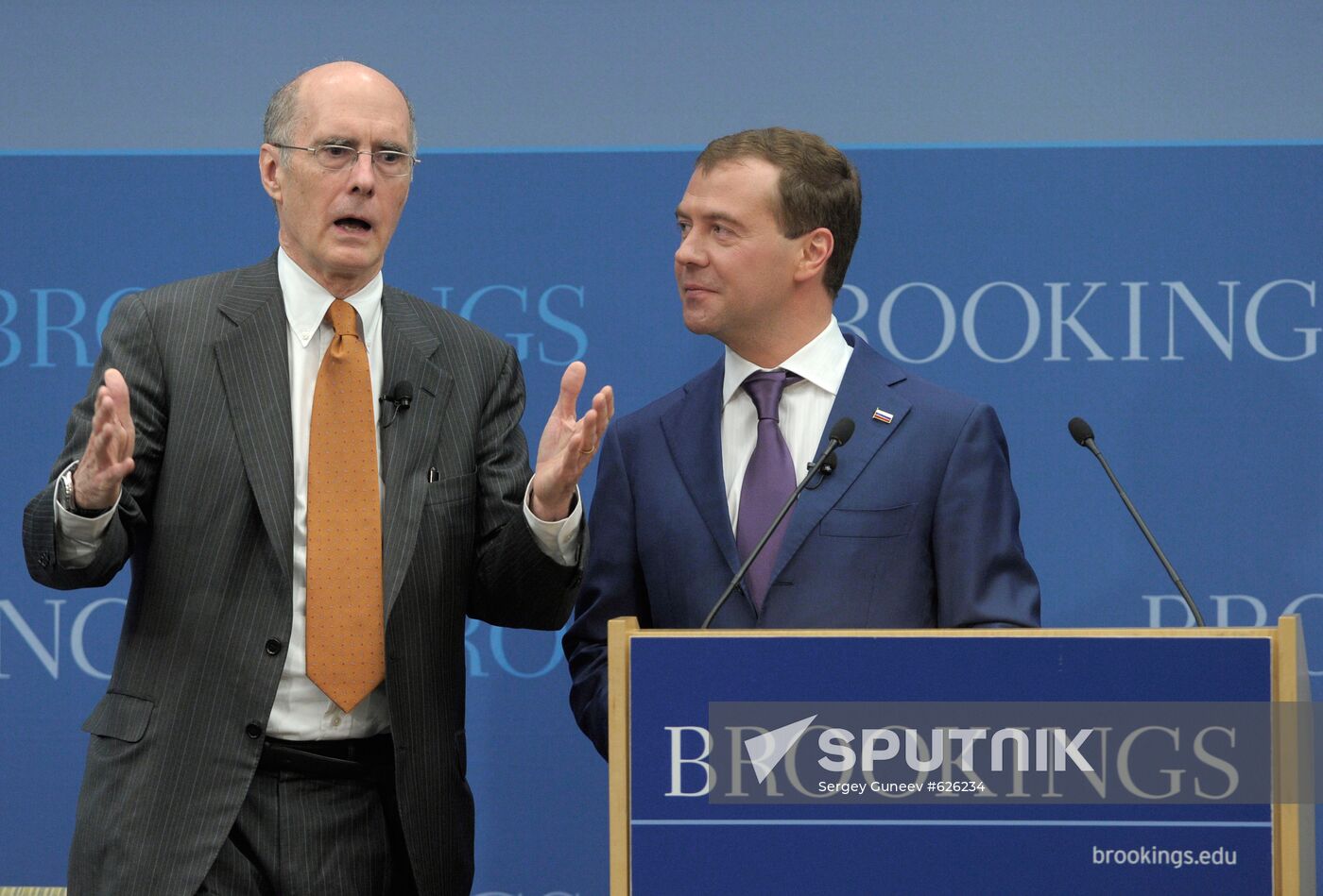 Dmitry Medvedev speaks at the Brookings Institution